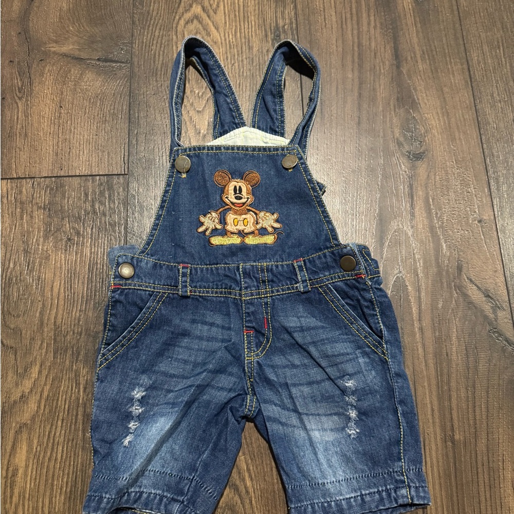 Kids Denim Overalls with Mickey Mouse Embroidery size 3-6 months